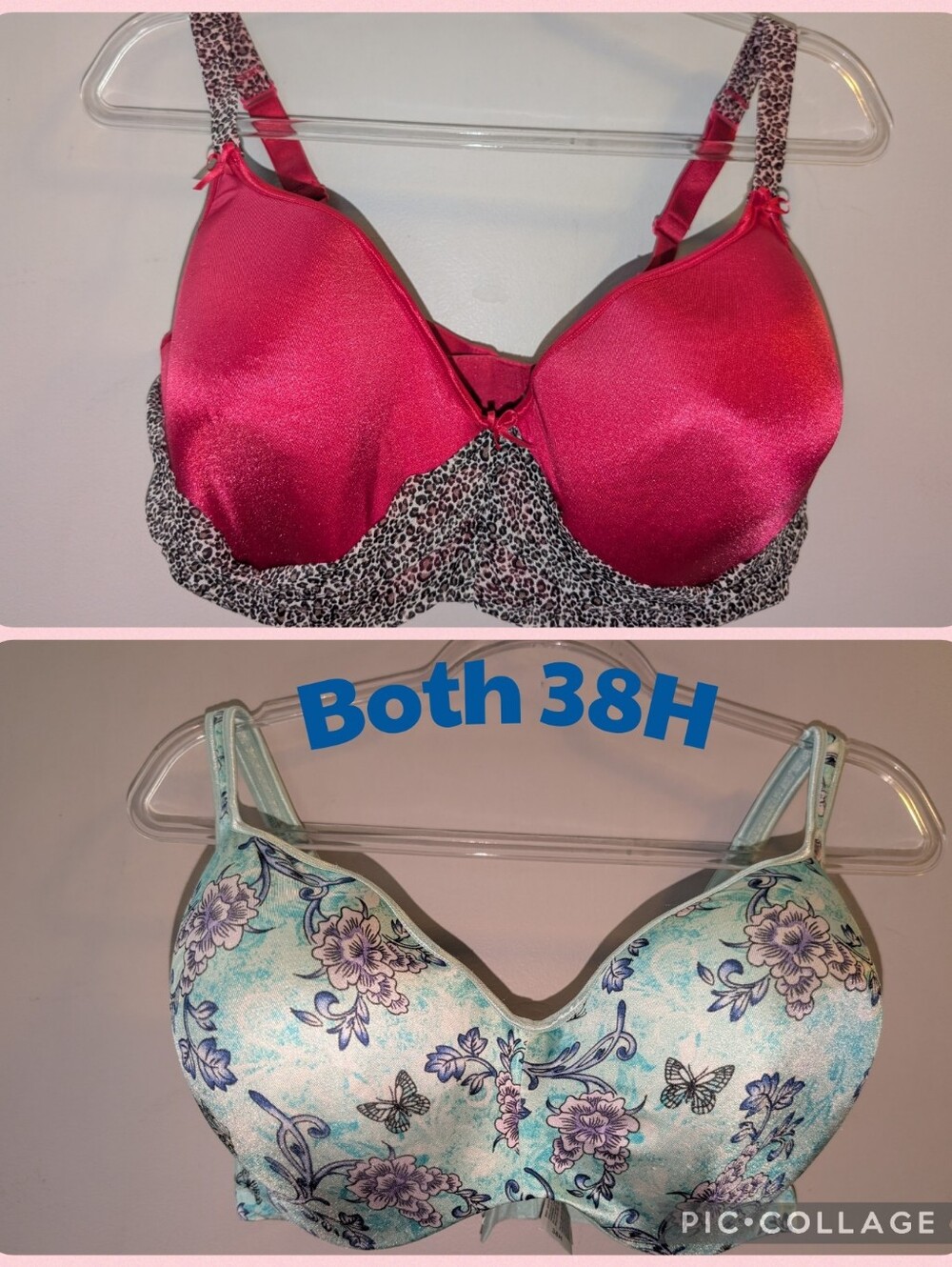 Women’s Underwire T-Shirt Bra Bundle Hot Pink Mesh Teal Floral 38H Additionelle